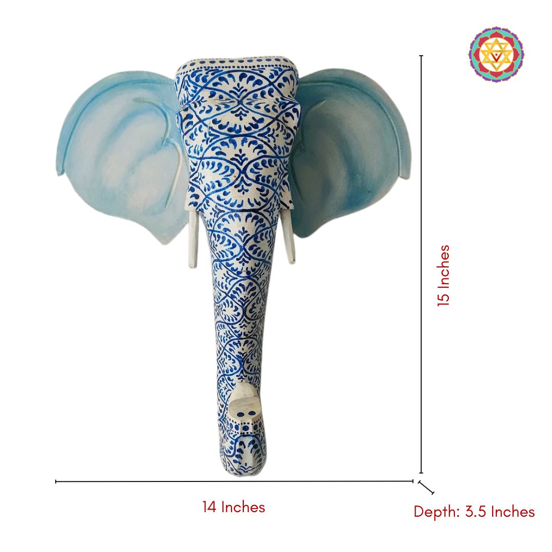 Decorative wall-mounted elephant head for living room or pooja space