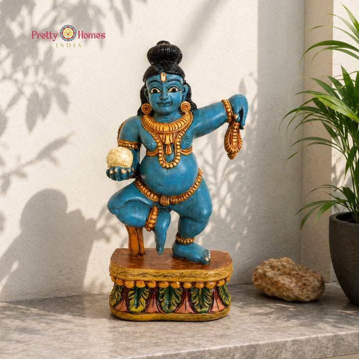 Woodcarved Bal Krishna (Ladoo Gopal) Sculpture — Idol