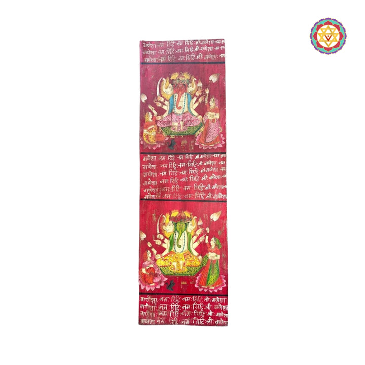 Wooden Handpainted Vintage Style Dancing Ganesha Vertical Panel Wall panel