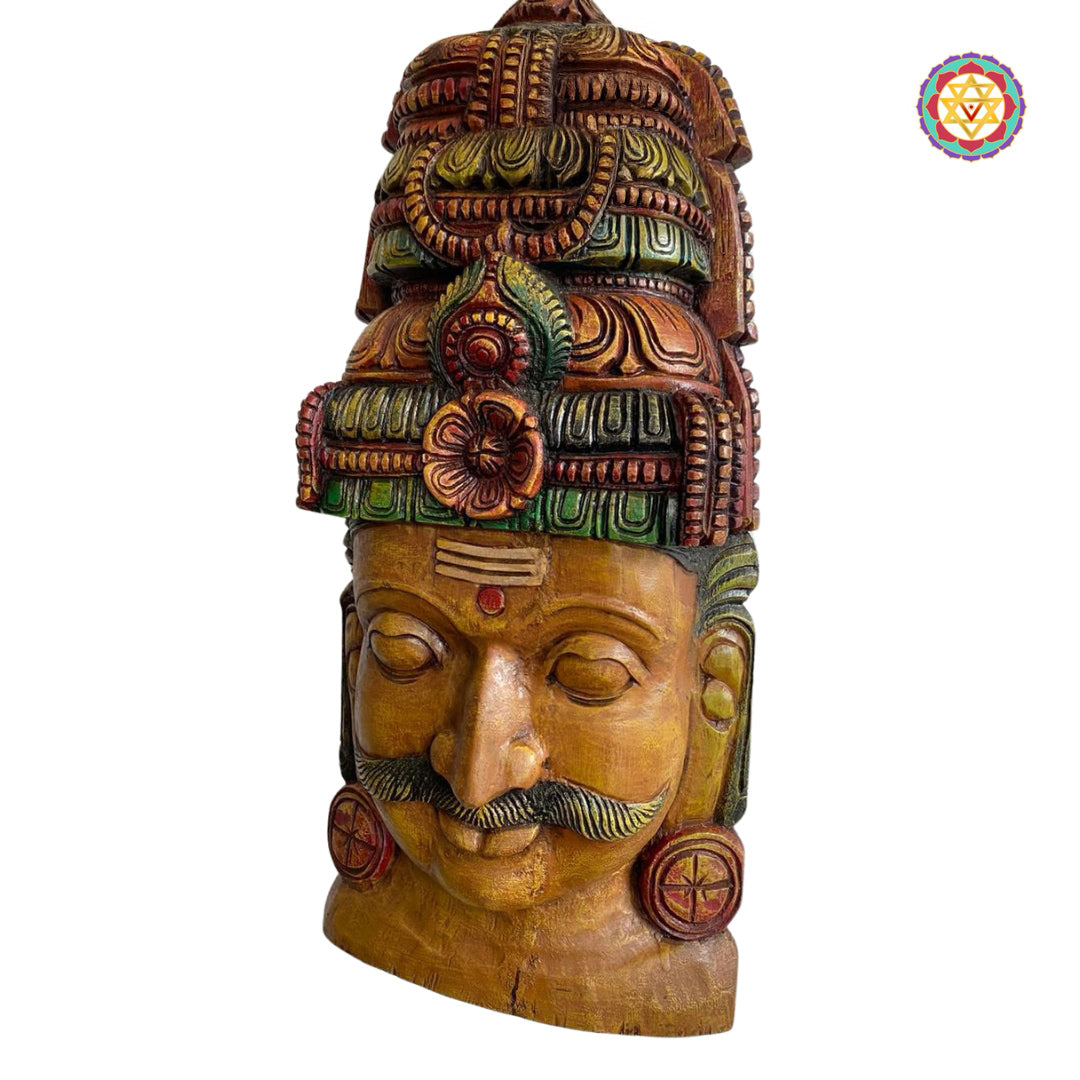 Hand-painted wooden Garuda face mask wall hanging