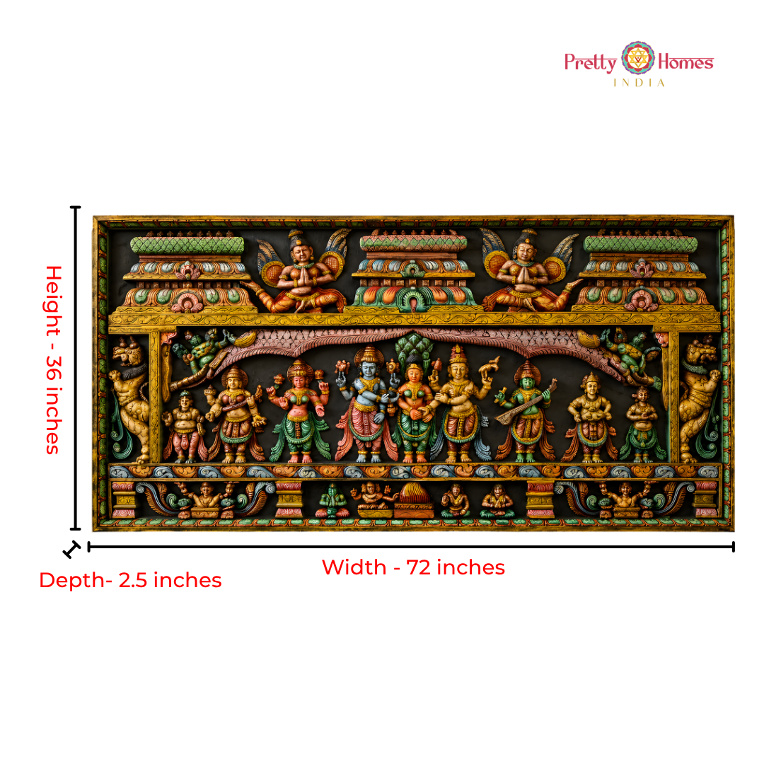 Large Handcrafted Meenakshi Thiru Kalyanam Wall Panel