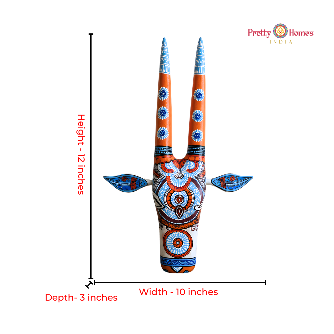 Aesthetic Hand-Painted Cow Head with Geometric Designs