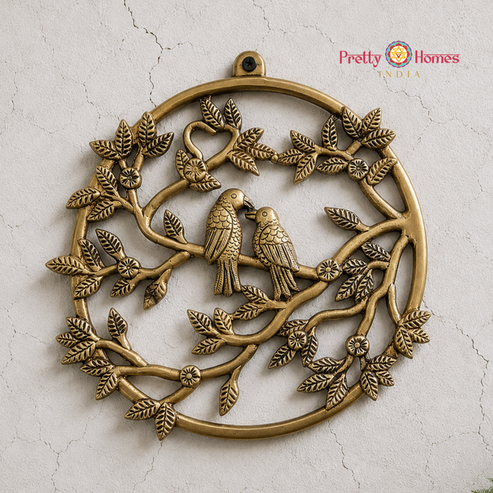 Round Brass Wall Mount – Birds on Tree