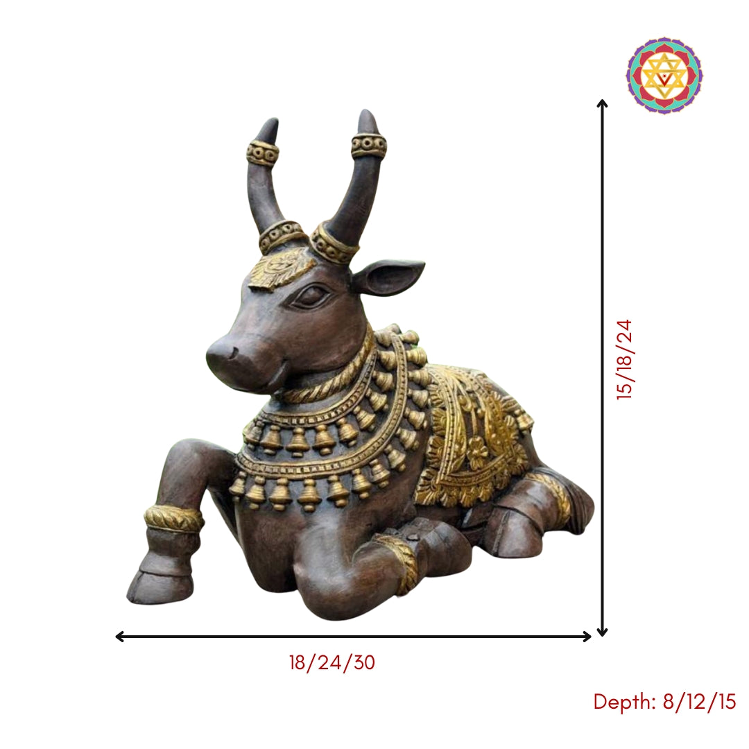 Woodcarved Nandi sculpture/statue with intricate carvings