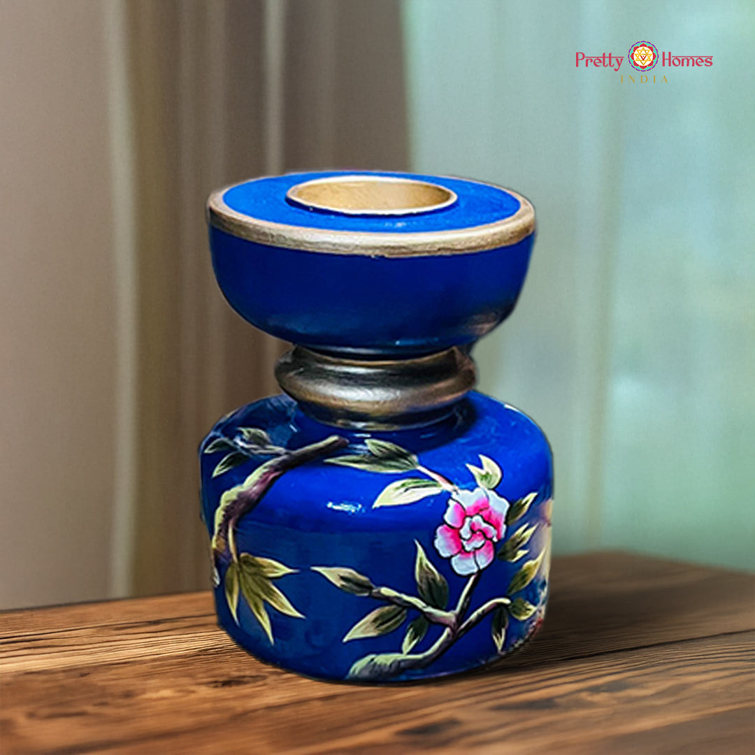 rustic hand painted wooden stand for decorative artefacts