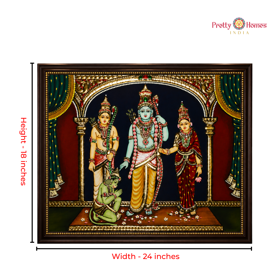 Divine Ram Darbar Tanjore Painting in Real Gold