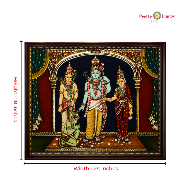 Divine Ram Darbar Tanjore Painting in Real Gold
