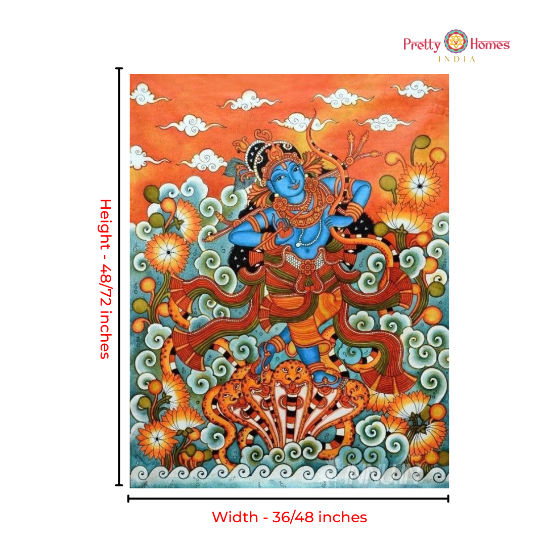 Kerela mural handpainting-Krishna on Naag