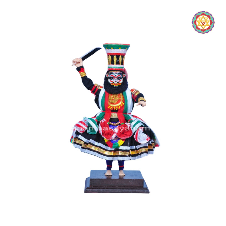 Kathakali Figurine - Handmade Traditional Decorative Wooden miniature Kathakali Doll (Kari Vesham)