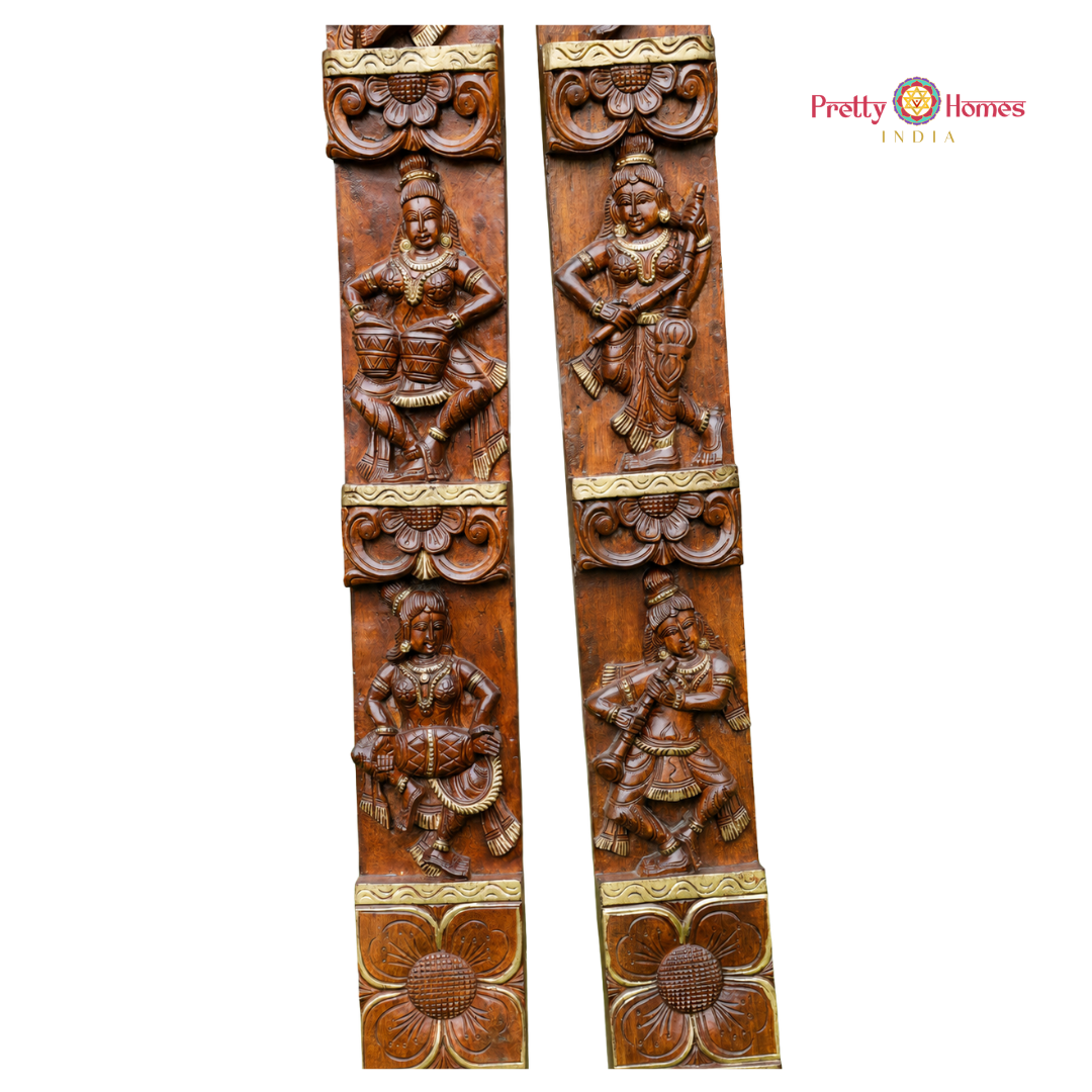 Woodcarved Khajuraho Apsara Musical Panel