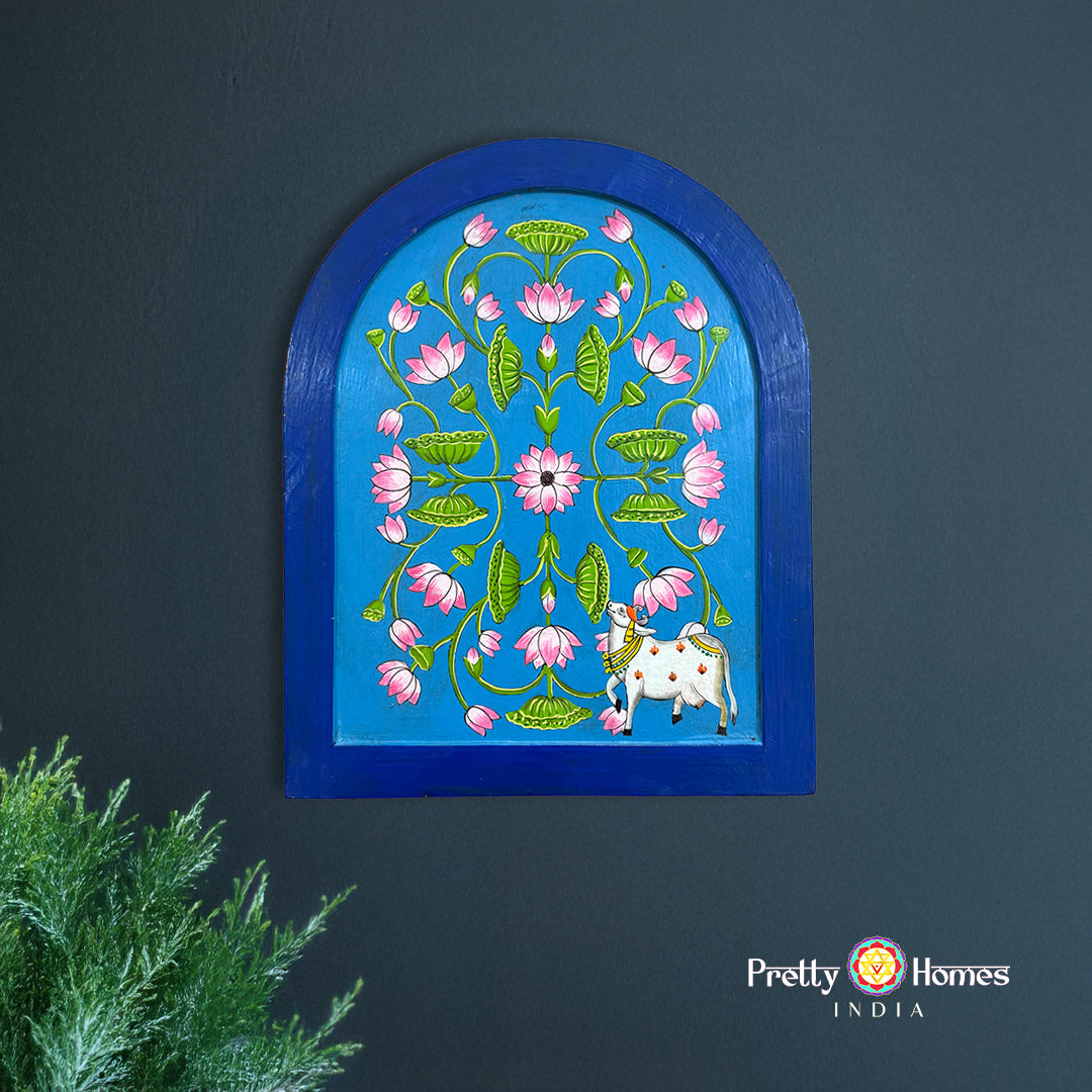 Arched Pichwai Wooden Frame – Handpainted & Ready to Hang