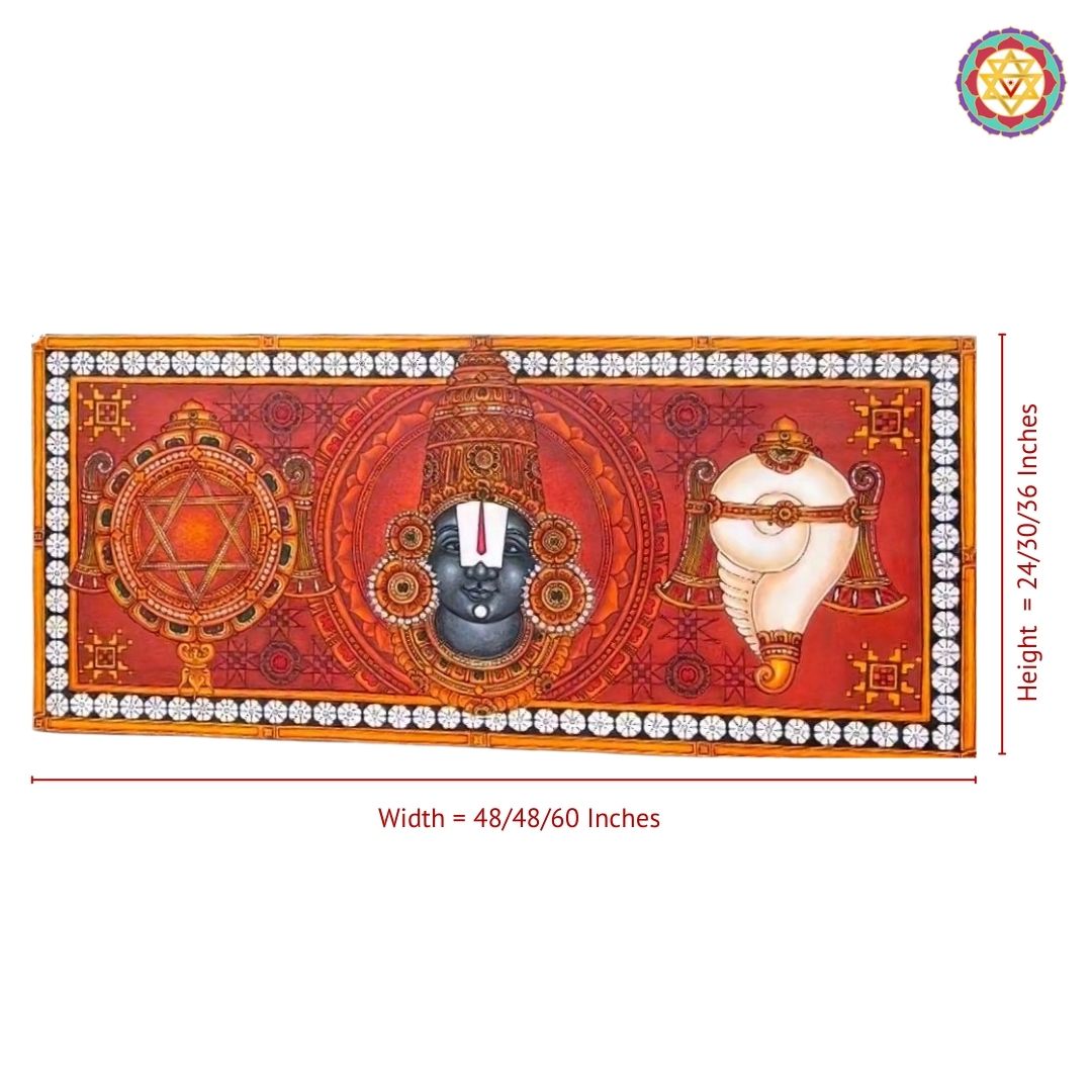 Kerala Mural Style Traditional Balaji with Shankh Chakra Painting – Divine Grace and Strength in Art