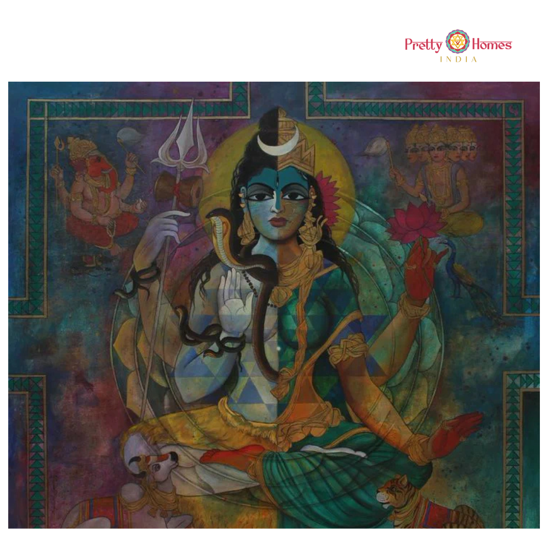 Aesthetic Ardhanarishwar Handpainting