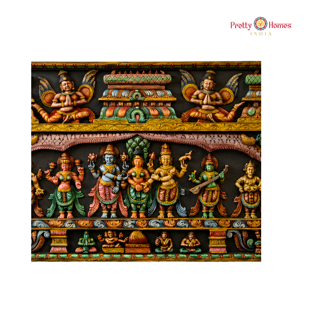 Large Handcrafted Meenakshi Thiru Kalyanam Wall Panel