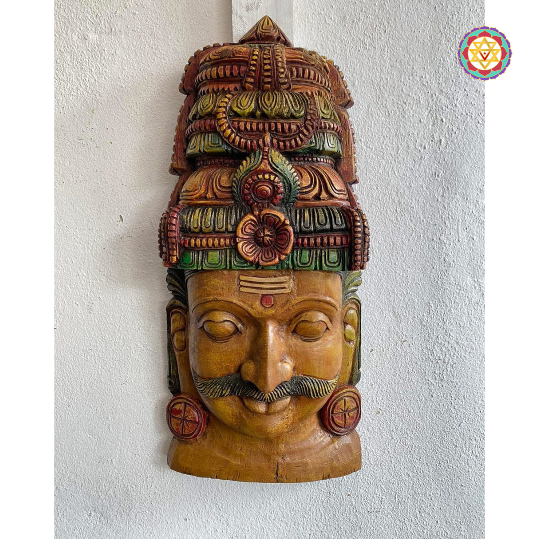Detailed Garuda wall hanging mask sculpture in Vagai wood
