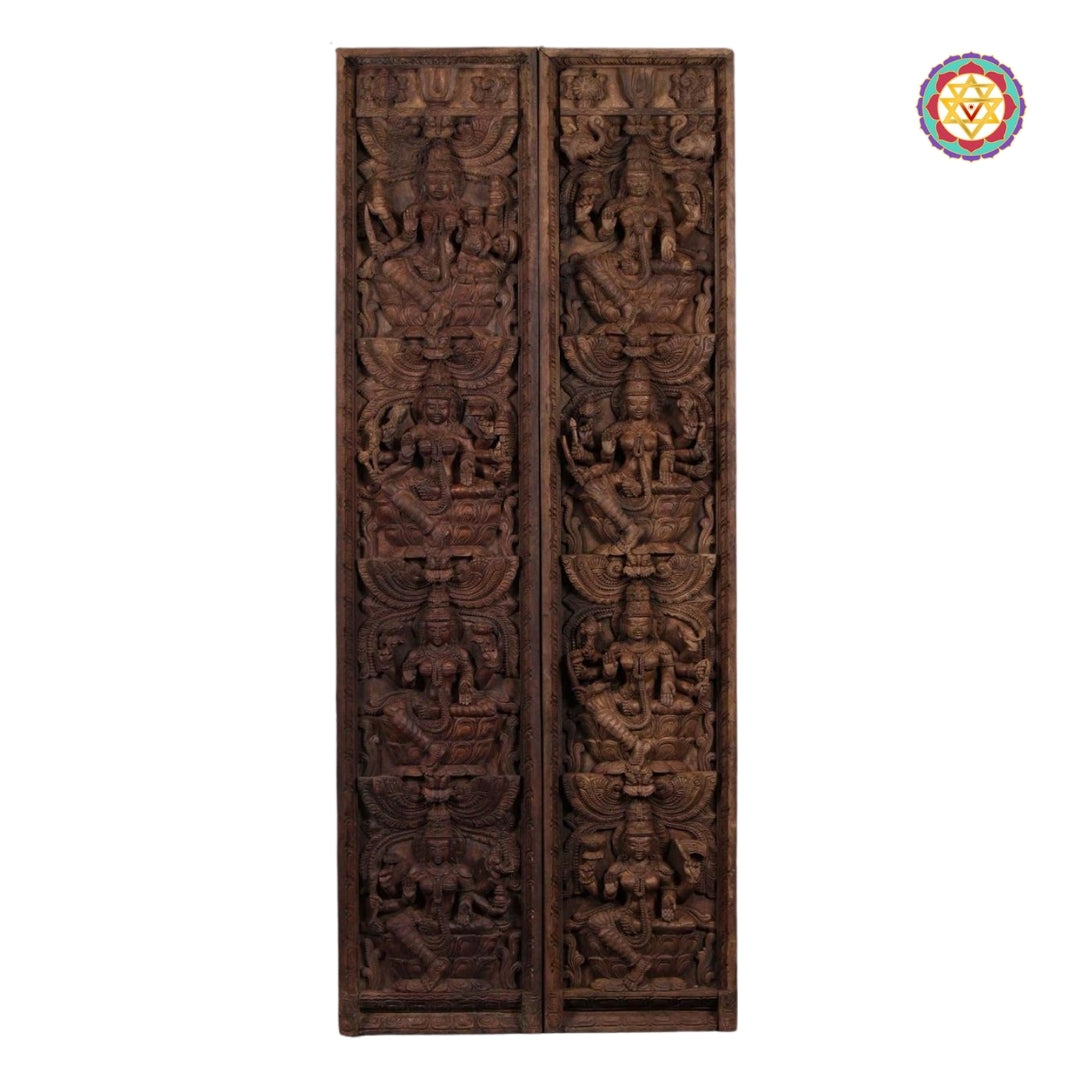 Full-length view of Ashtalakshmi panels side by side