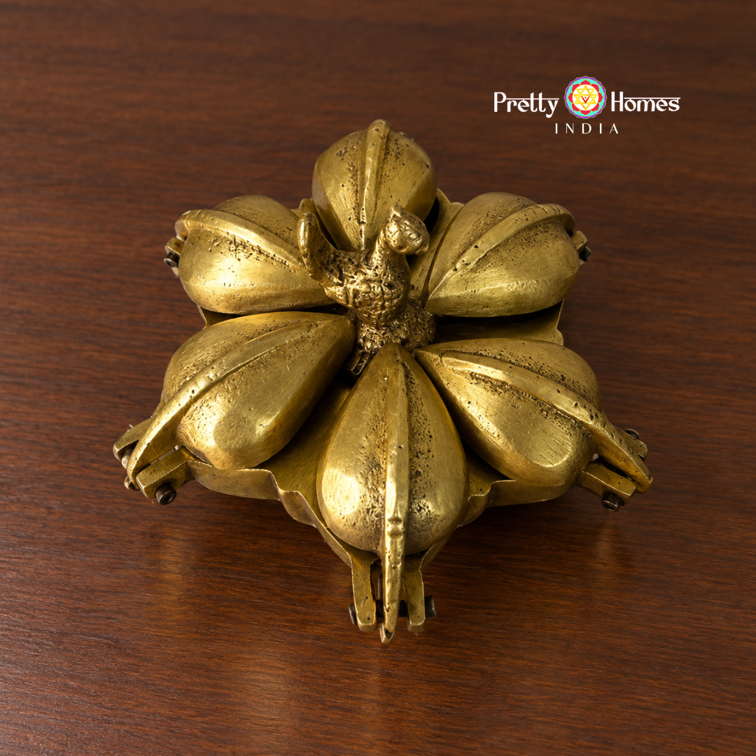 Brass Peacock Kumkum Box