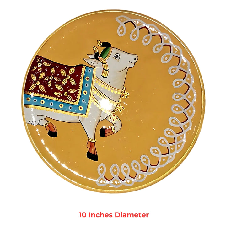 Cow Pichwai Wall Plate - 10 Inches