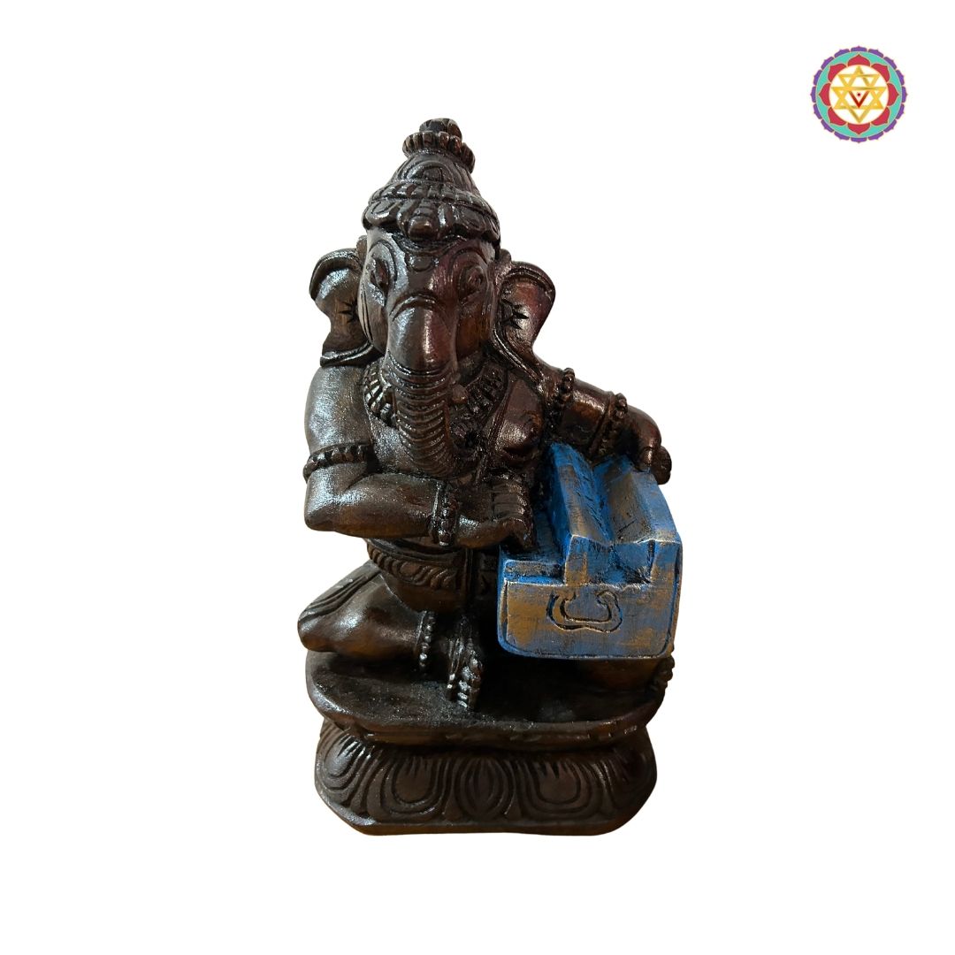 Artisan-crafted wooden Ganesh musician set perfect for festive décor
