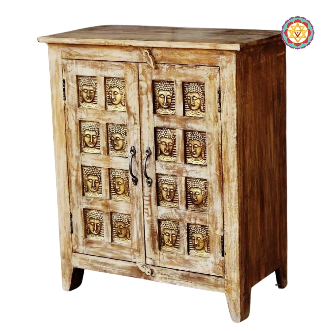 Woodmade Buddha design cabinet.