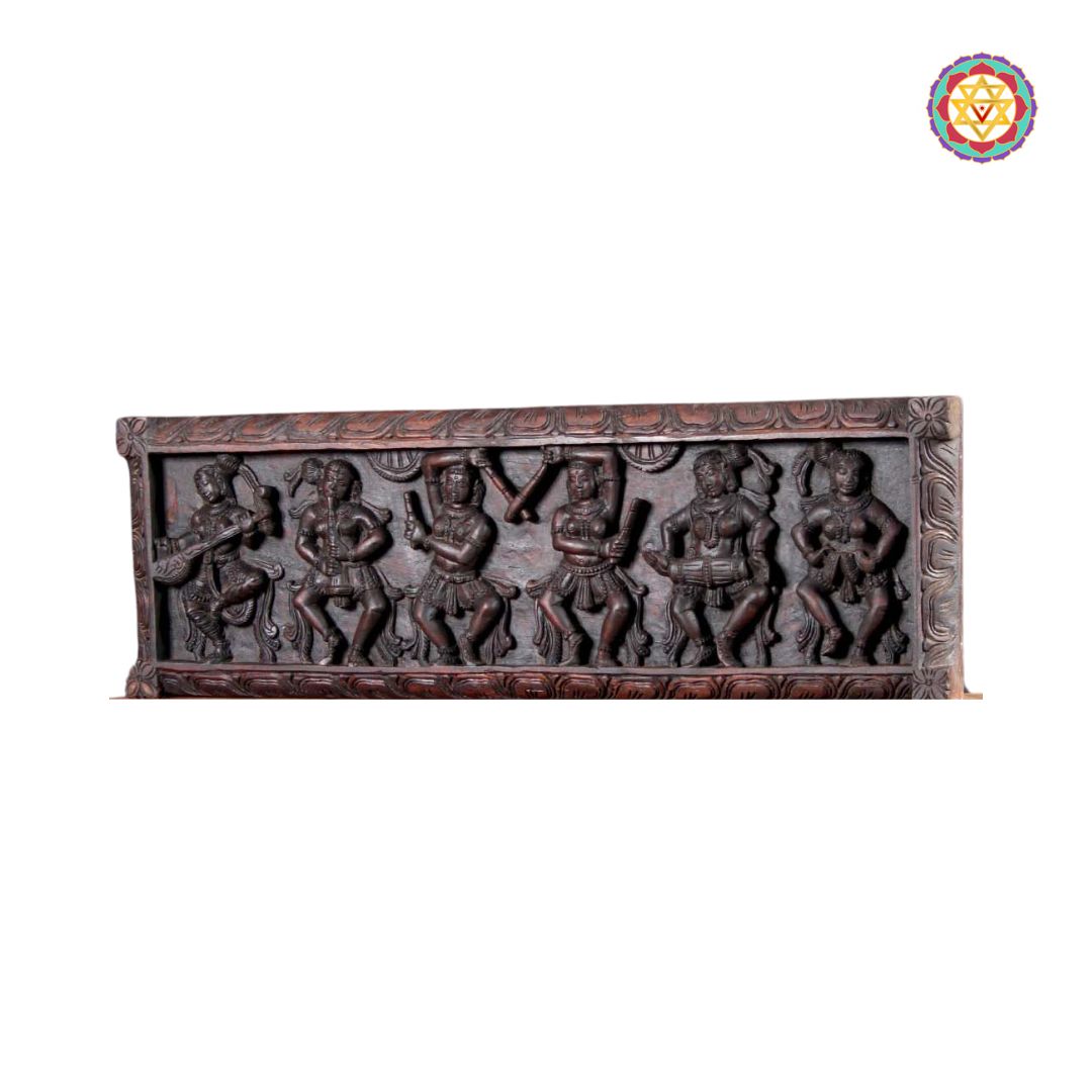 Dancing Apsaras wall panel in rosewood finish