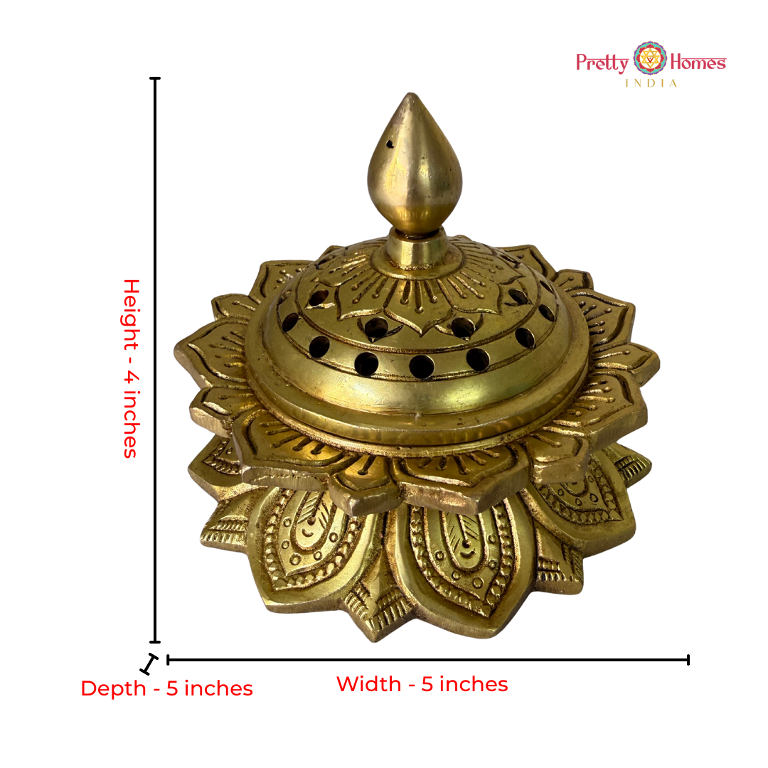 Brass Lotus Design Dhoop Dhani / Incense Burner