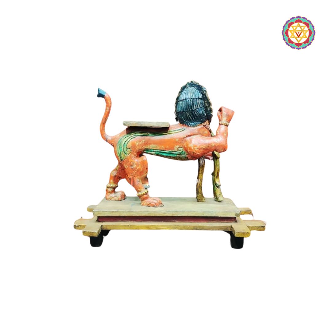 Majestic Simha Yali Wooden Sculpture – Symbol of Power and Protection