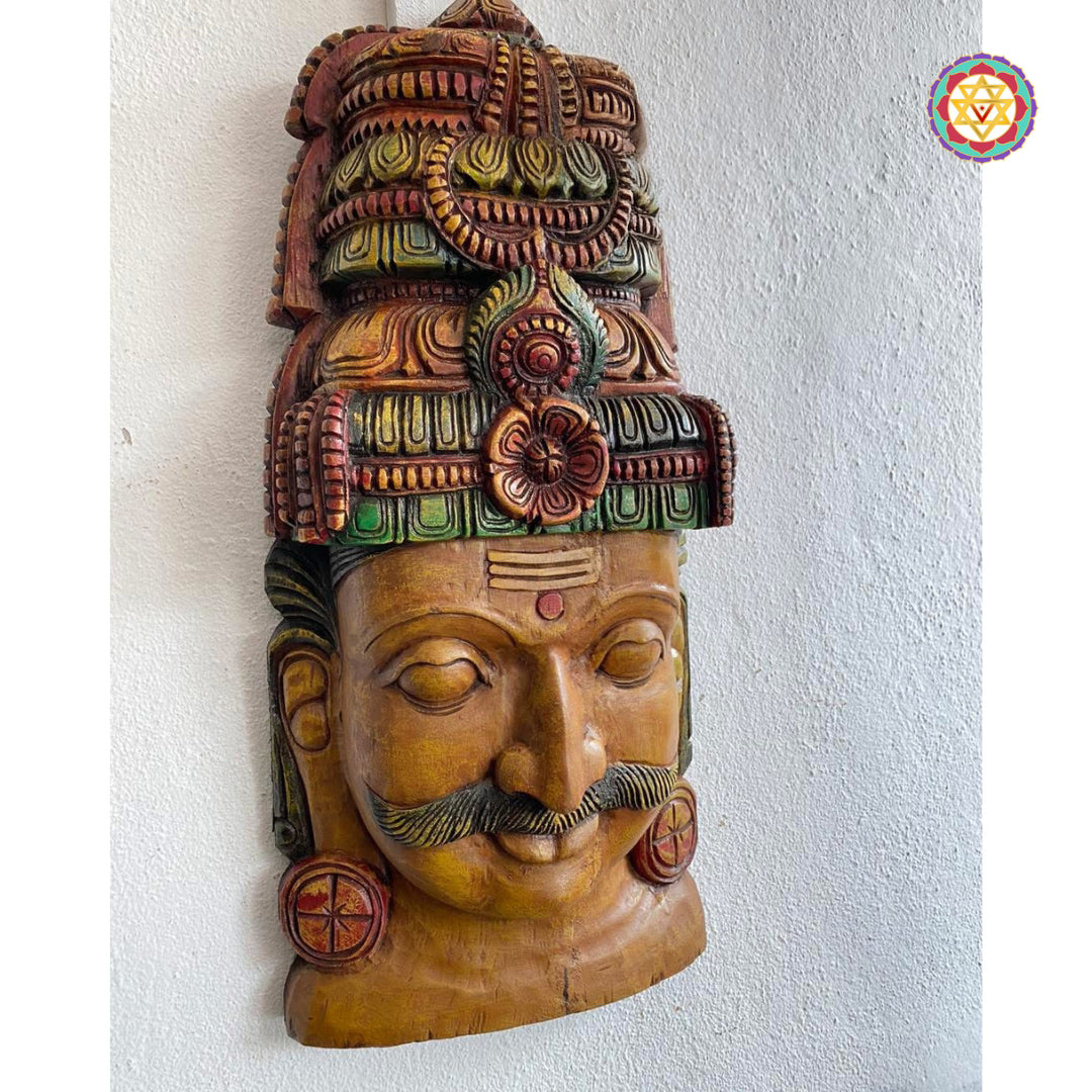Multicolour wooden Garuda mask wall decor for spiritual homes