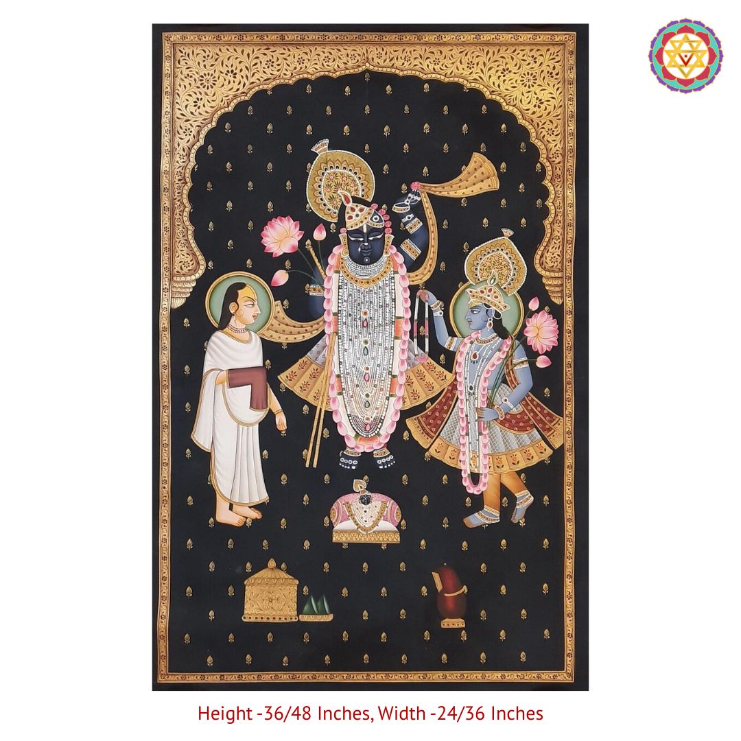 detail shot highlighting shrinathji ornaments and jharokha frame