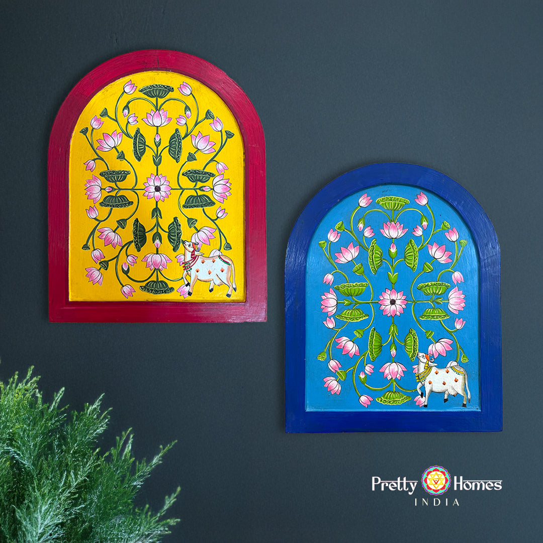 Arched Pichwai Wooden Frame – Handpainted & Ready to Hang