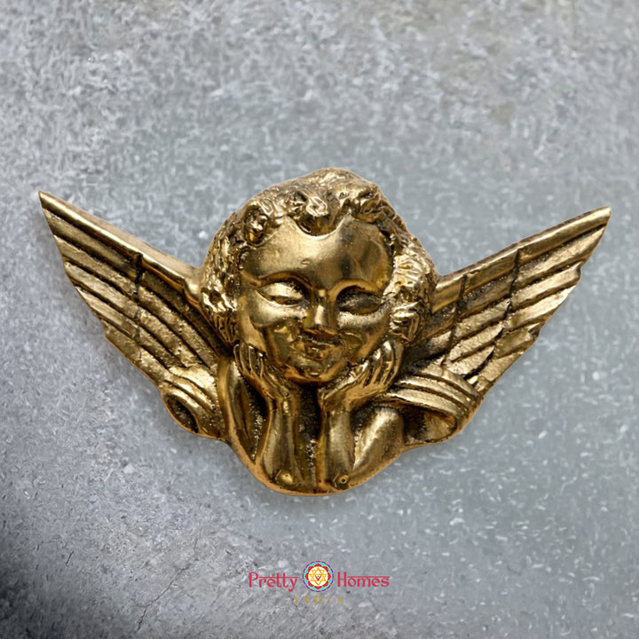 Heavenly Charm – Brass Cherub Angel wall decor