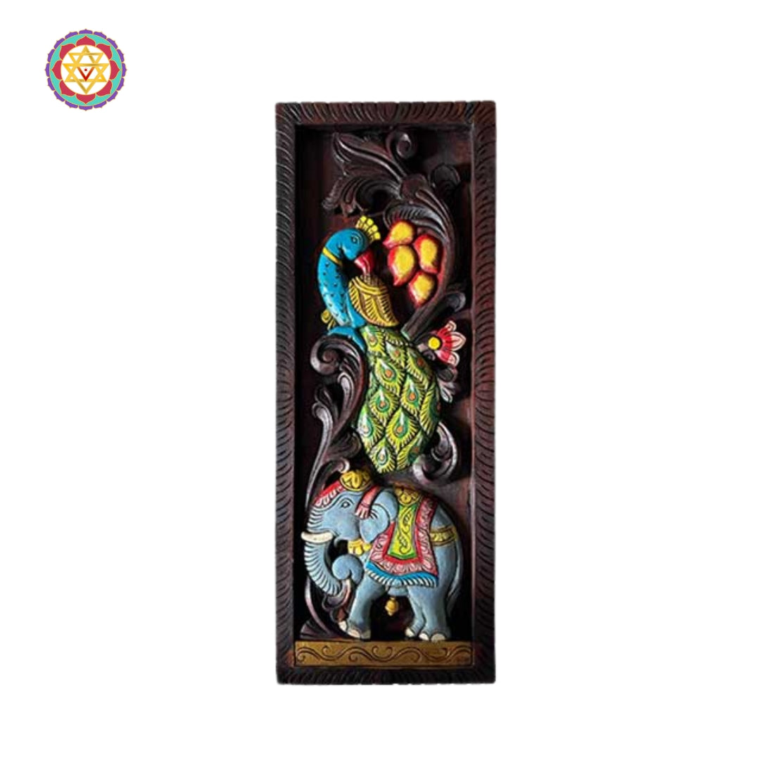 handcarved wooden lakshmi wall art for home temple decor