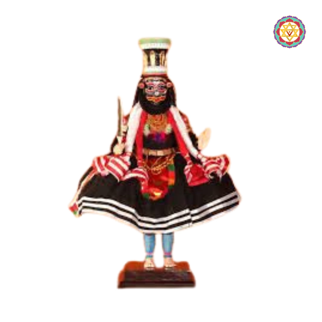 hand painted wooden kathakali kari vesham doll for decor display