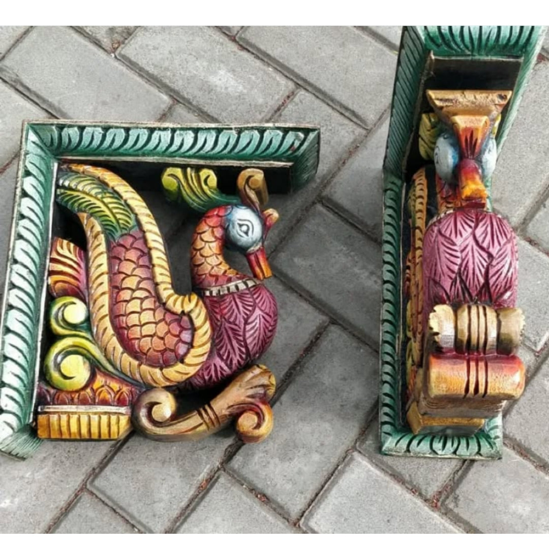 Handcrafted annapakshi bird wall bracket painted in vibrant tones