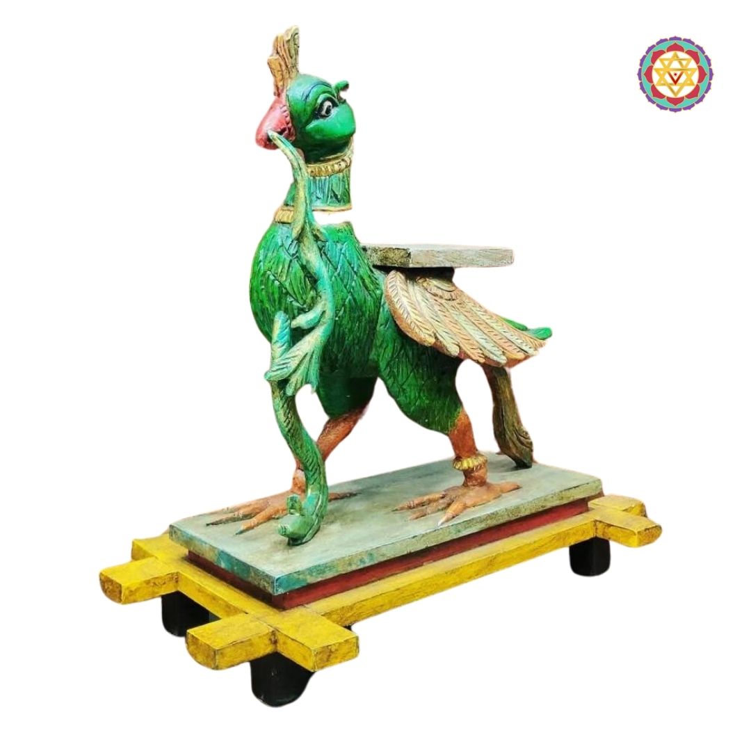 Standing Stunning Beautiful Bird Hamsa (Annapakshi) Showpiece Wooden Sculpture