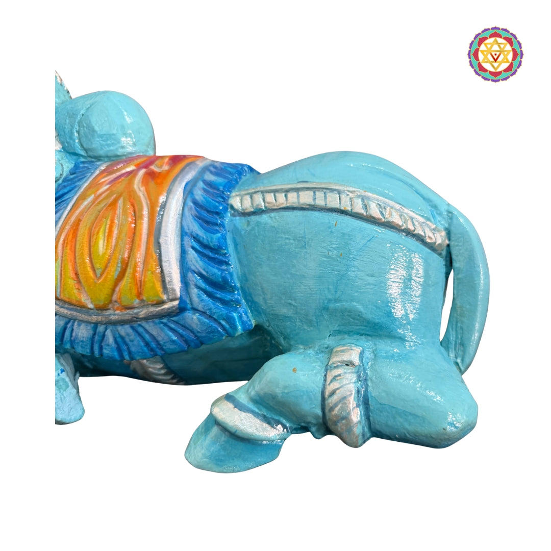 18 Inch Blue Handpainted Woodcarved Nandi Sculpture – Decorative Collectible Art Object