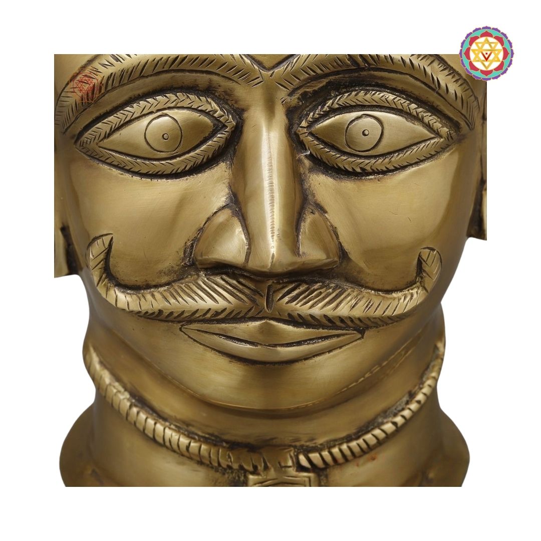 Elegantly handcrafted with intricate detailing, this 8.5-inch Brass Shiva Face