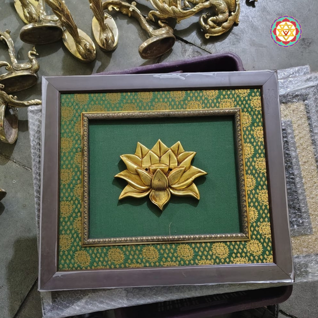 Antique brass lotus wall frame for temple or wall decor