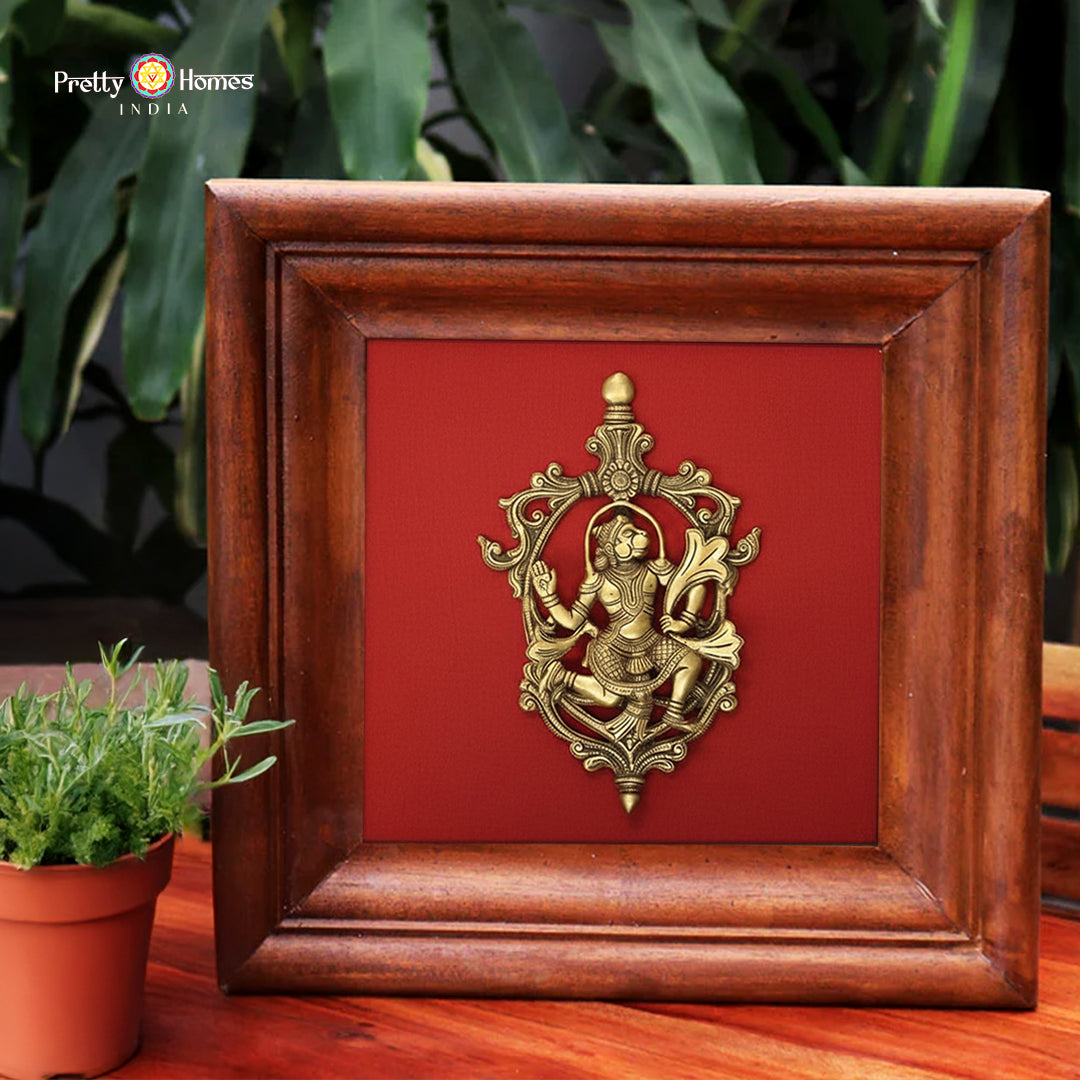 Devotional brass wall art Hanuman for home temple