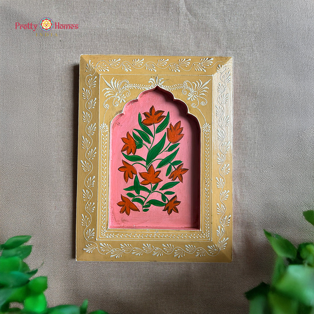 hand painted wooden frame artistic detailing closeup