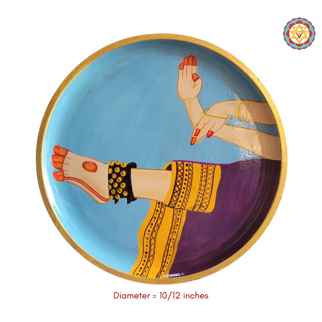 indian dance mudra plate handpainted gesture artwork