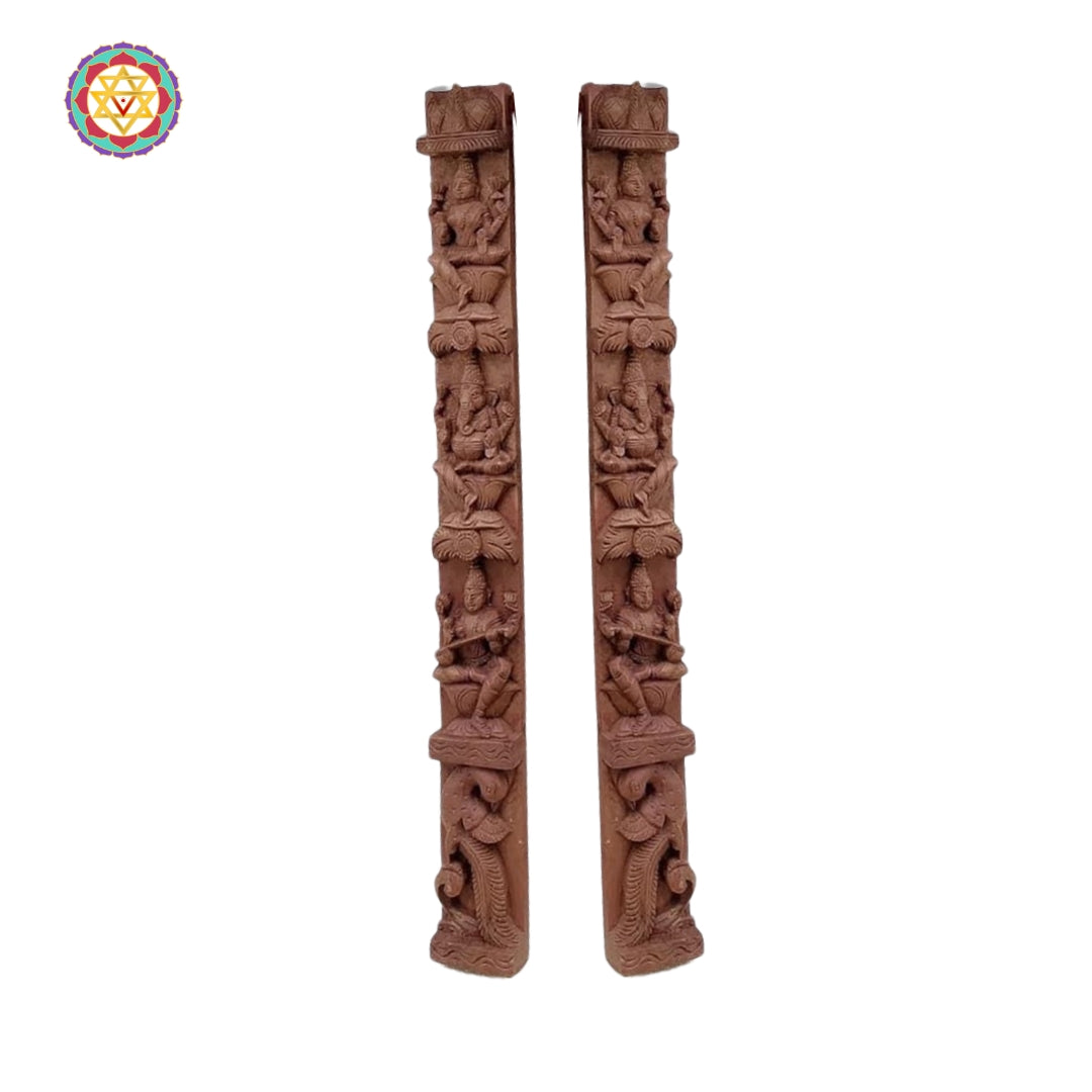 vertical handcarved apsara panel pair for indian home decoration