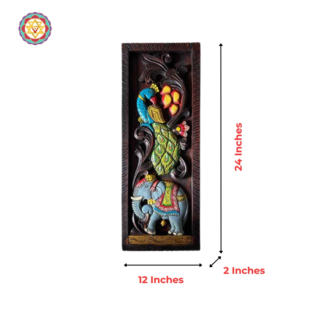 traditional indian lakshmi wall frame made of carved mahogany wood