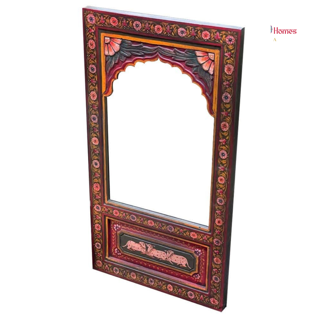 Wooden jharokha mehrab mirror frame, hand painted .