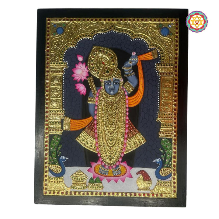 Pichwai - Tangore style embossed Hand painted pichwai -Shrinathji Darshan ( real gold )