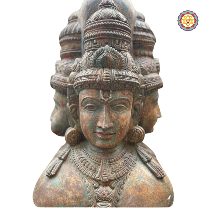 Wood Carved Trimurti Statue | Bust | Sculpture