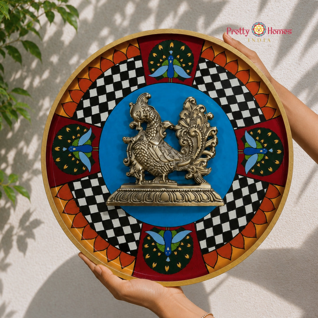 Divine Abundance – Brass Annapakshi Handpainted Wall Plate