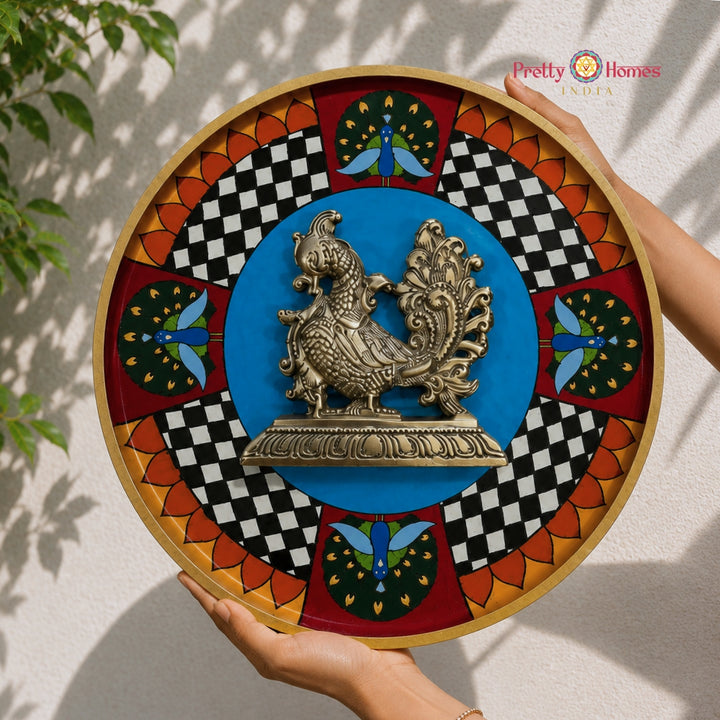 Divine Abundance – Brass Annapakshi Handpainted Wall Plate