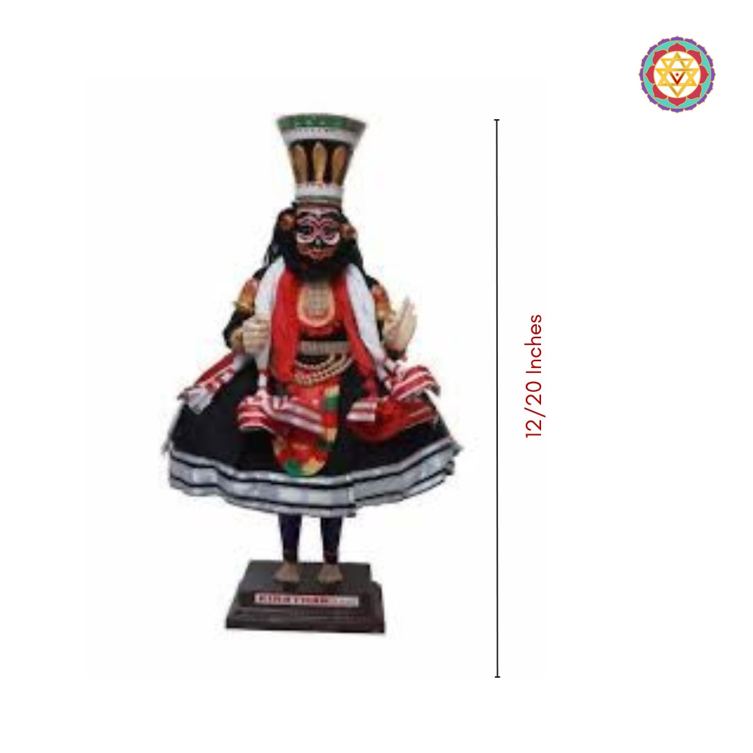 Kathakali Figurine - Handmade Traditional Decorative Wooden miniature Kathakali Doll (Kari Vesham)