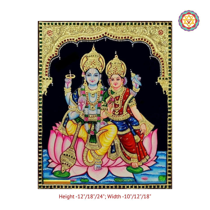 Vishnu Lakshmi Tanjore painting handcrafted with real gold foil premium temple and home decor artwork